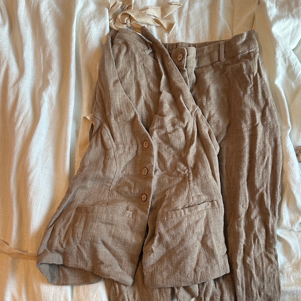 Free People Tan Button-Up Tank Top